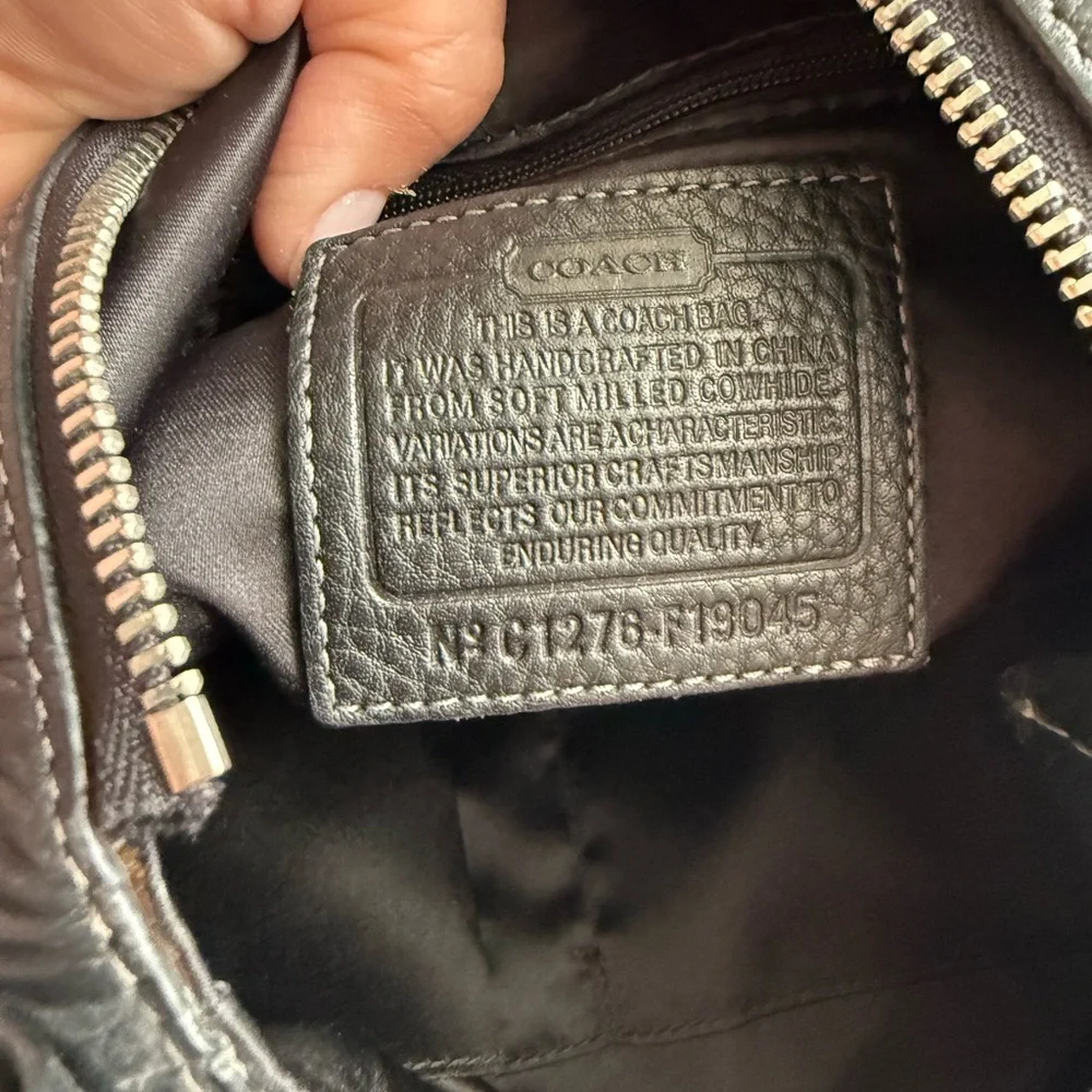Coach Penelope Black Pebbled Leather Turnlock Soho Shoulder Bag